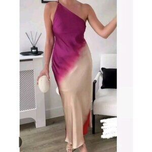 ZARA TIE-DYE PRINT ASYMMETRIC DRESS MIDI NEW SS23 SIZES L REF. 8030/484 20" ptp